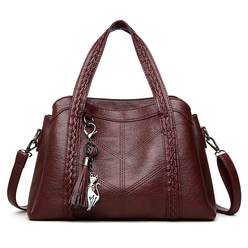 

Розкішні жіночі шкіряні сумки через плече, дизайнерські жіночі сумки кросбоді для жінок 2025, повсякденна сумка-тоут великої місткості, Sac 32cm×13cm×21cm червоний