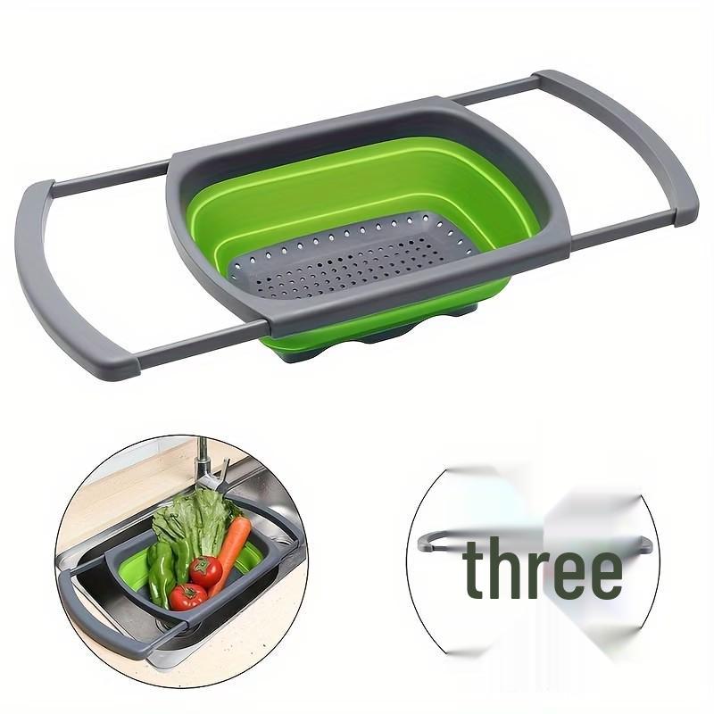 Dual-Use Folding Cutting Board & Telescopic Draining Basket for Vegetables and Fruit Washing