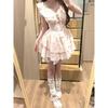 South Korea Dongdaemun summer sweet waist thin new small flying sleeves lady sweet French floral dress women