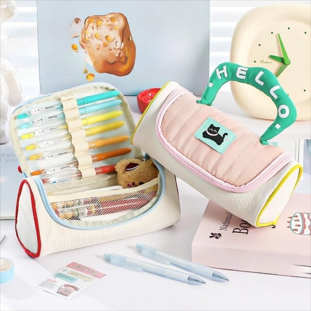 Multifunctional Handheld Makeup Bag Large Capacity Cat Pencil Pouch  Travel