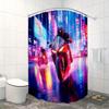 Neon Motorcycle Race Waterproof Mildew-Resistant Shower Curtain - Futuristic Design for an Exciting Bathroom Décor Experience