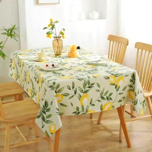 YUMISHE Tablecloth, Water-Repellent, Stain-Resistant, Stylish, Rectangular, Lemon Design, Easy To Clean, Nordic Style, Scratch-Resistant, Non-Slip, Fo