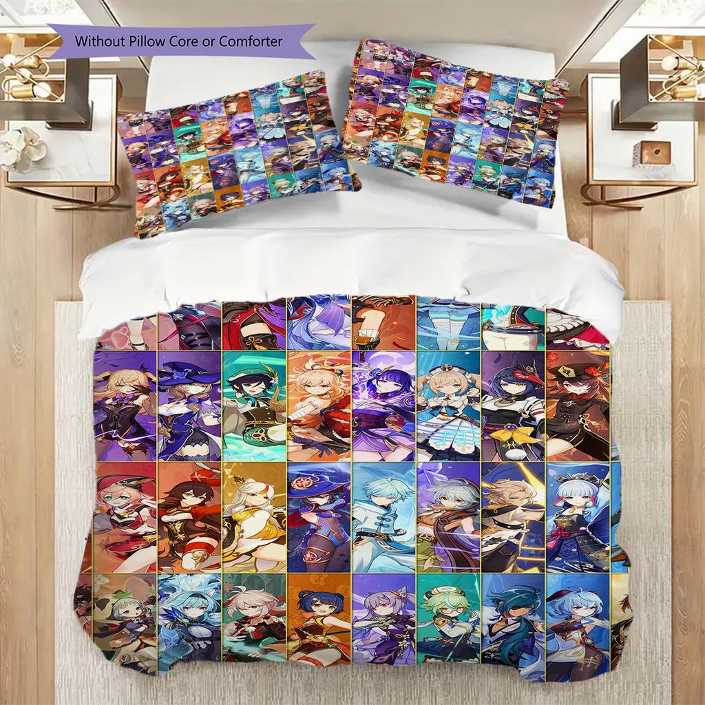 Adventure Awaits Genshin Impact Unveils New Characters Bedding 1 Duvet Cover 2 Pillowcase Without Core Bedding Set Soft And Comfortable
