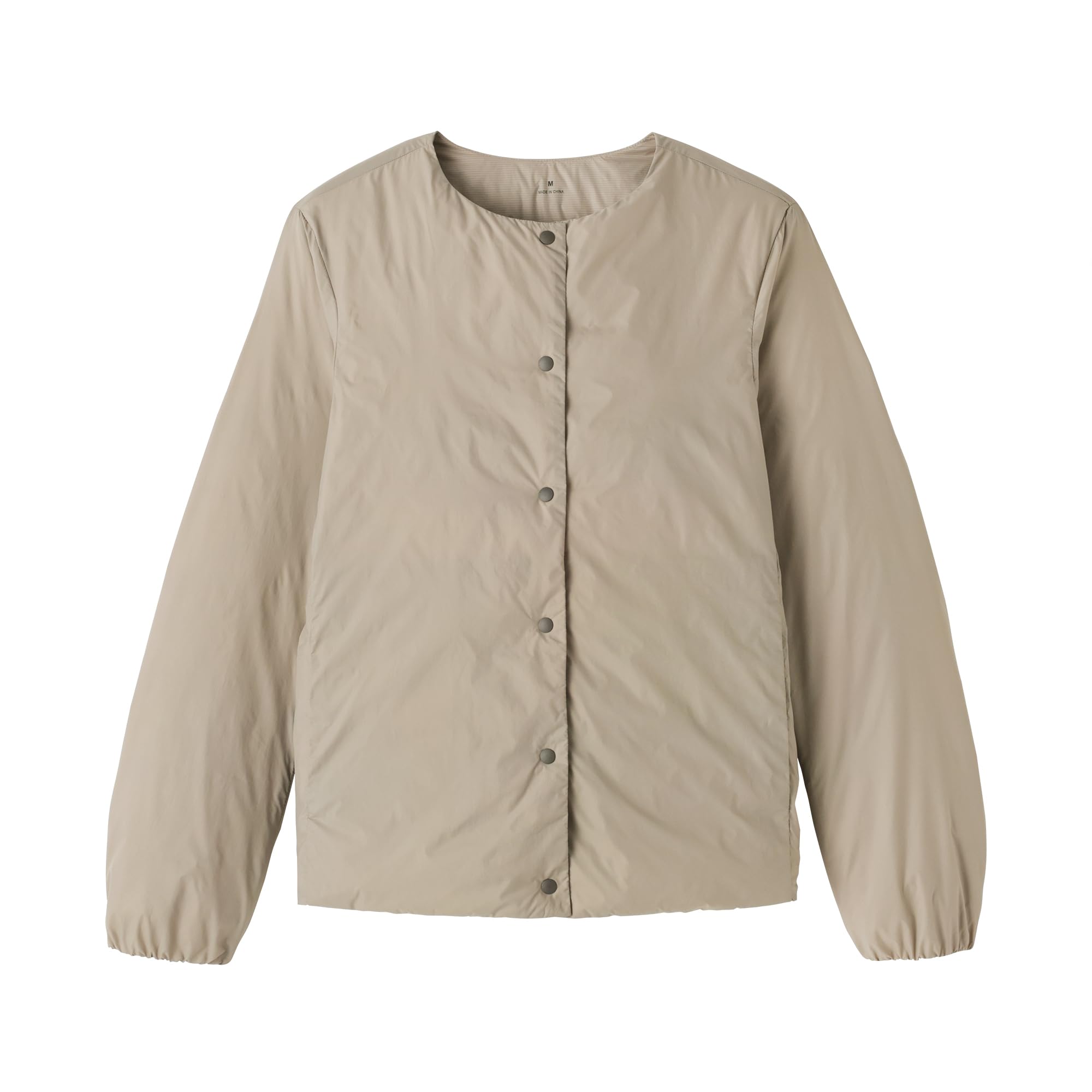 

MUJI Lightweight Down Pocketable Collarless Light XL Women s Jacket, BD10GA5A, Beige, Women s