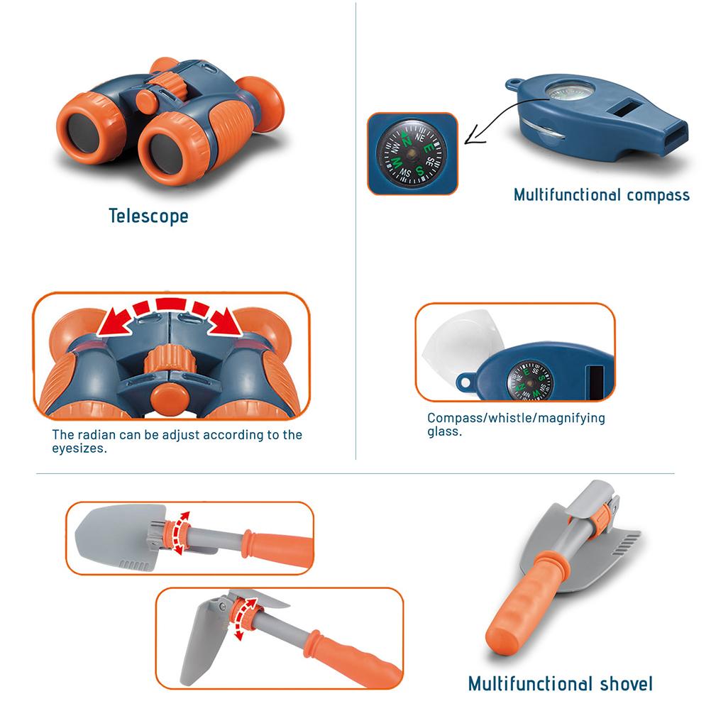 29-teiliges Kinder-Camping-Set, Spielzelt mit Empfänger, Lagerfeuer, Picknick, Geschirr, Kochset für drinnen und draußen