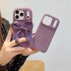Capa de iPhone com Laço de Pelúcia Roxa para Mulheres (iPhone 17, 16ProMax, 15, 14) - Edição Outono/Inverno.