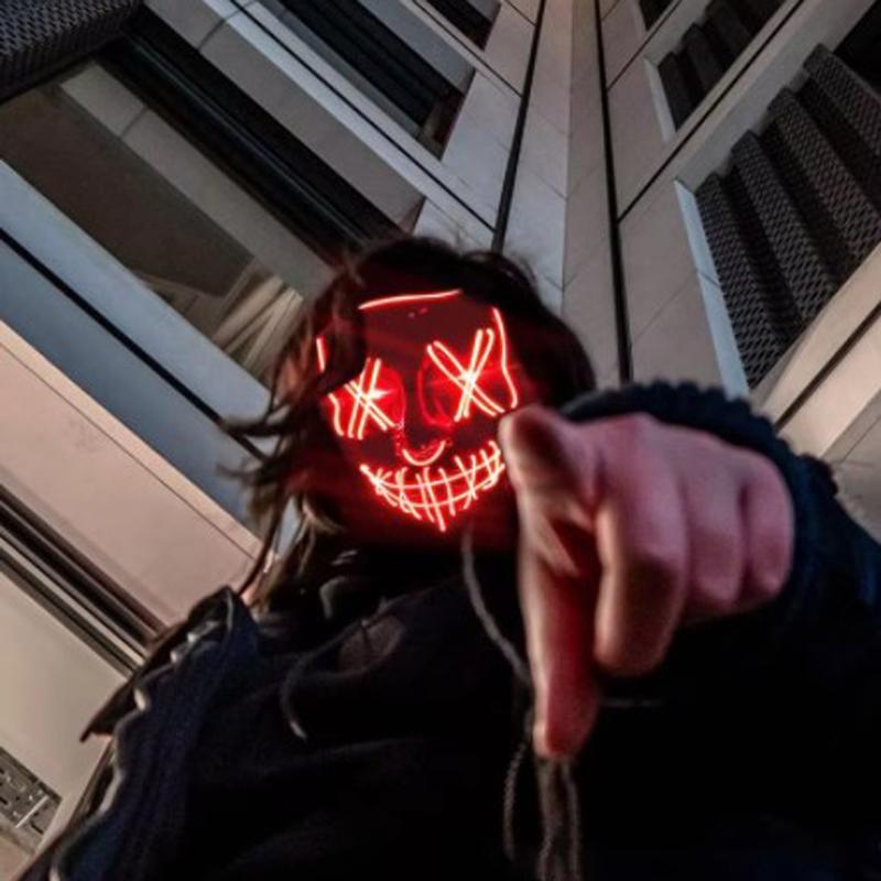 Halloween Neon Purge Mask Masquerade Mask Glow in the Dark Scary Mask Horror Ghost Face Mask Party Decoration