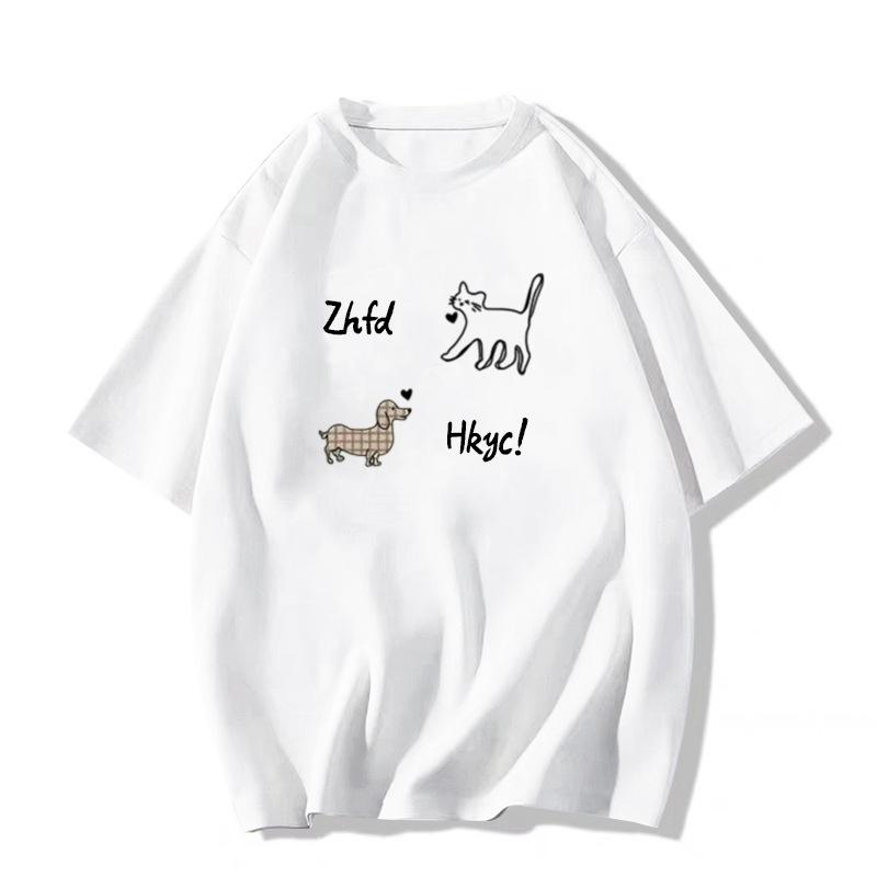 

Женская футболка из 100% хлопка свободного кроя с коротким рукавом – Летняя мода с дизайном американского малого меньшинства XXL белый