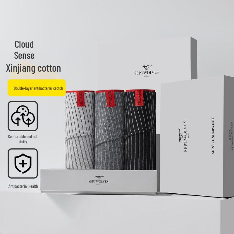 Seven Wolves Men's Pure Cotton Antibacterial Briefs (3-Pack)