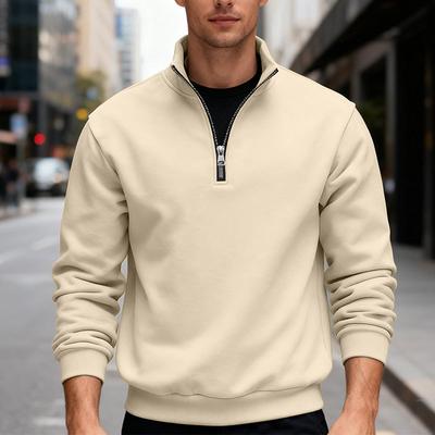 Autumn/Winter New Arrival Men's Fleece Sweatshirt Oversized Fit, Heavyweight Stand Collar Zip-Up Hooded Sweatshirt