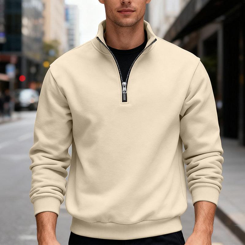 Autumn/Winter New Arrival Men's Fleece Sweatshirt Oversized Fit, Heavyweight Stand Collar Zip-Up Hooded Sweatshirt