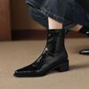 Krazing Po Microfiber Winter Pointed Toe Size 33 Western Boots Size 43 Concise Style Beauty Lady Med Heels Ankle Boots