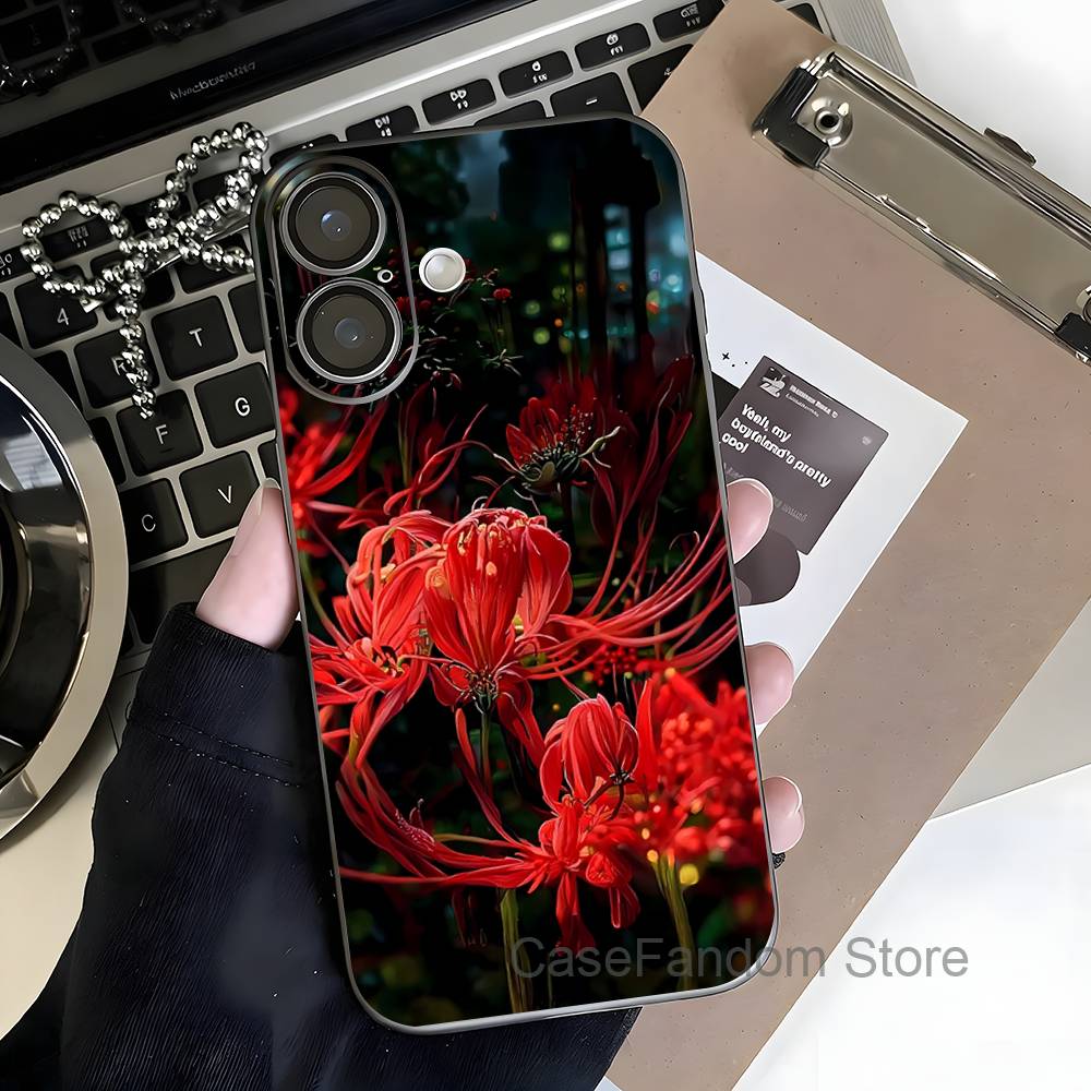 Ghoul Red Spider Lily Tokyo For iPhone 17,16,15,14,13,12,11,Pro,Max,Plus Magnetic Wireless Charging Transparent gray Phone Case