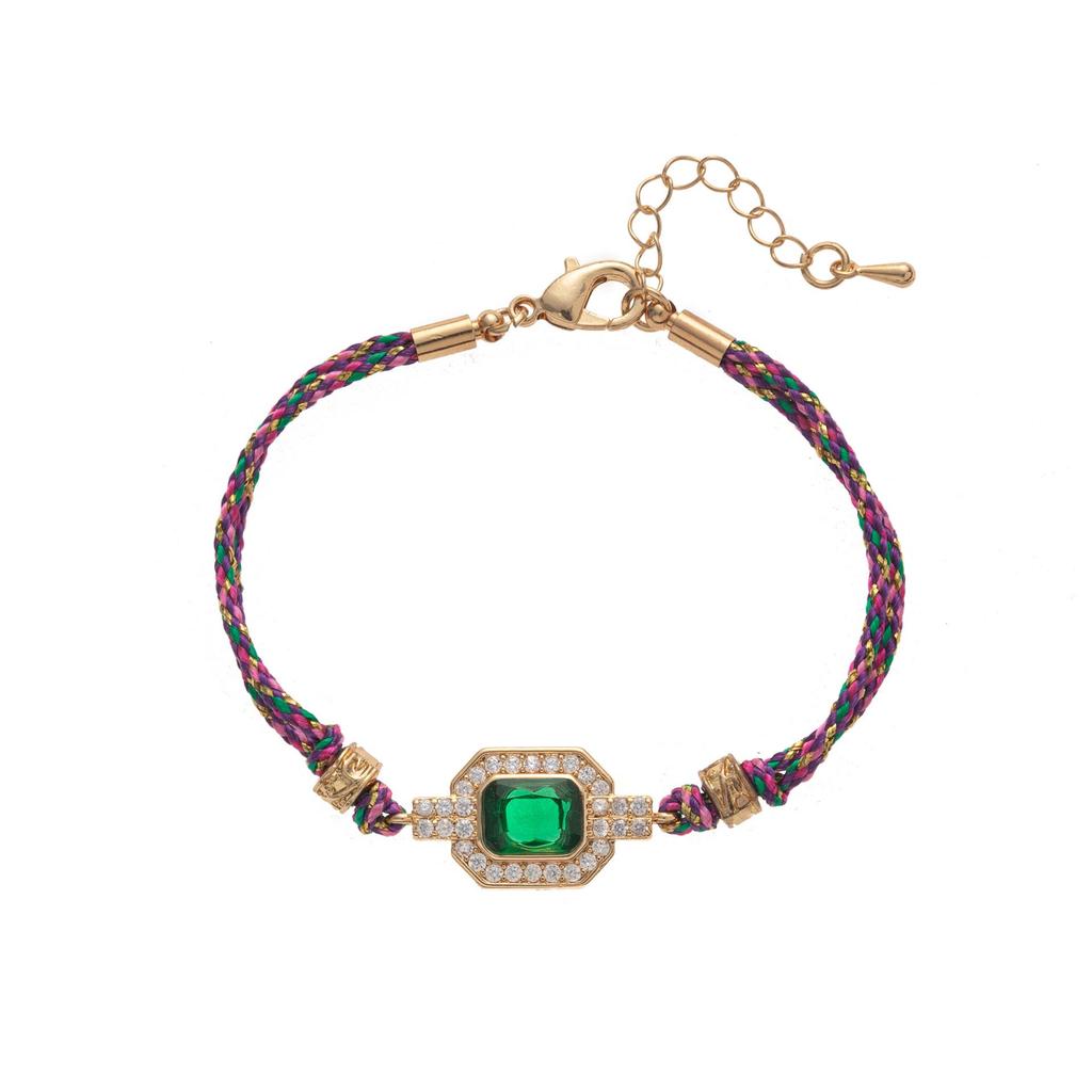 Retro European Bohemian Zircon Clover Tarot Bracelet