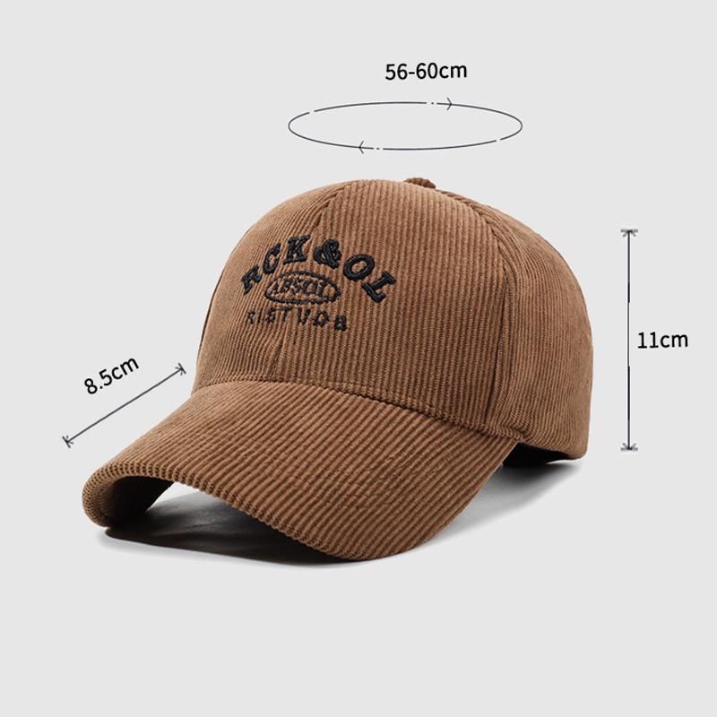 Autumn Winter Women Corduroy Solid Color Baseball Cap Men Outdoor Letter Embroidery Warm Cap