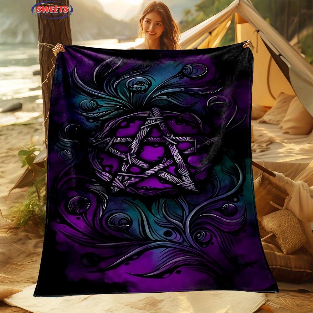 6 Size Warm and Cozy Flannel Blanket, Pentacle Symbol Goat Head Blanket, Sofa Bedroom Office Leisure Nap Cover Blanket,Nice Gift