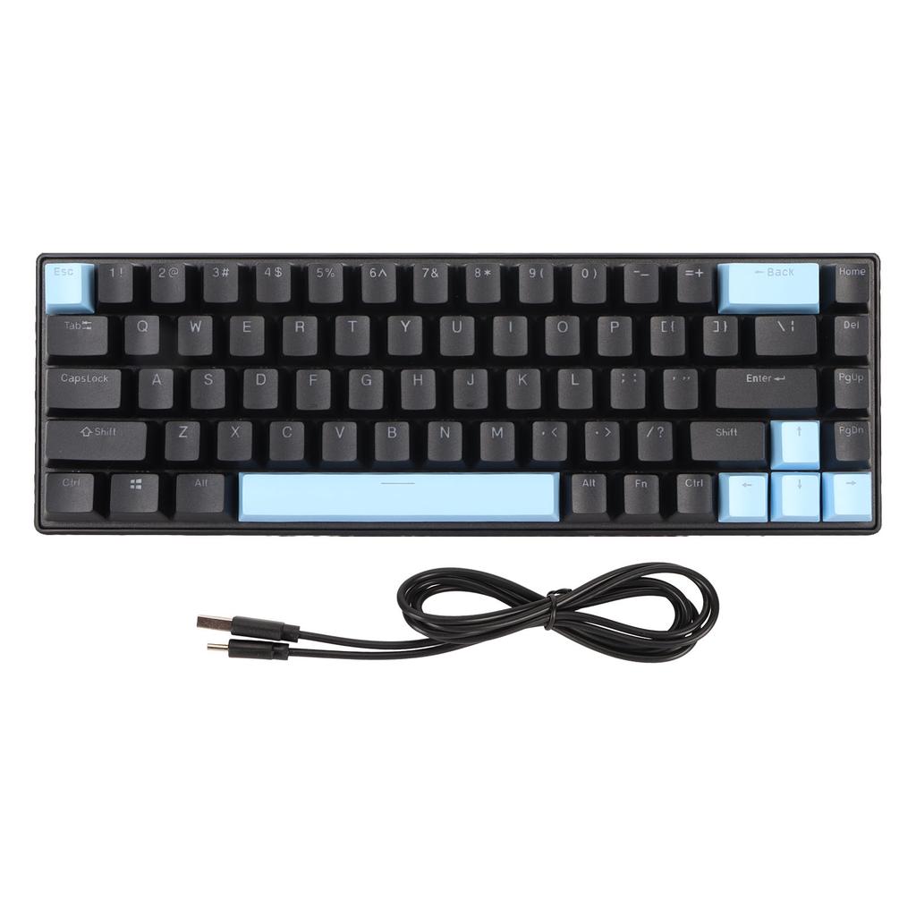 Gaming Keyboard USB 68 Keys Blue Switch N Key Rollover 10 RGB Backlit Modes Wired Keyboard for Desktop Laptop Black Blue