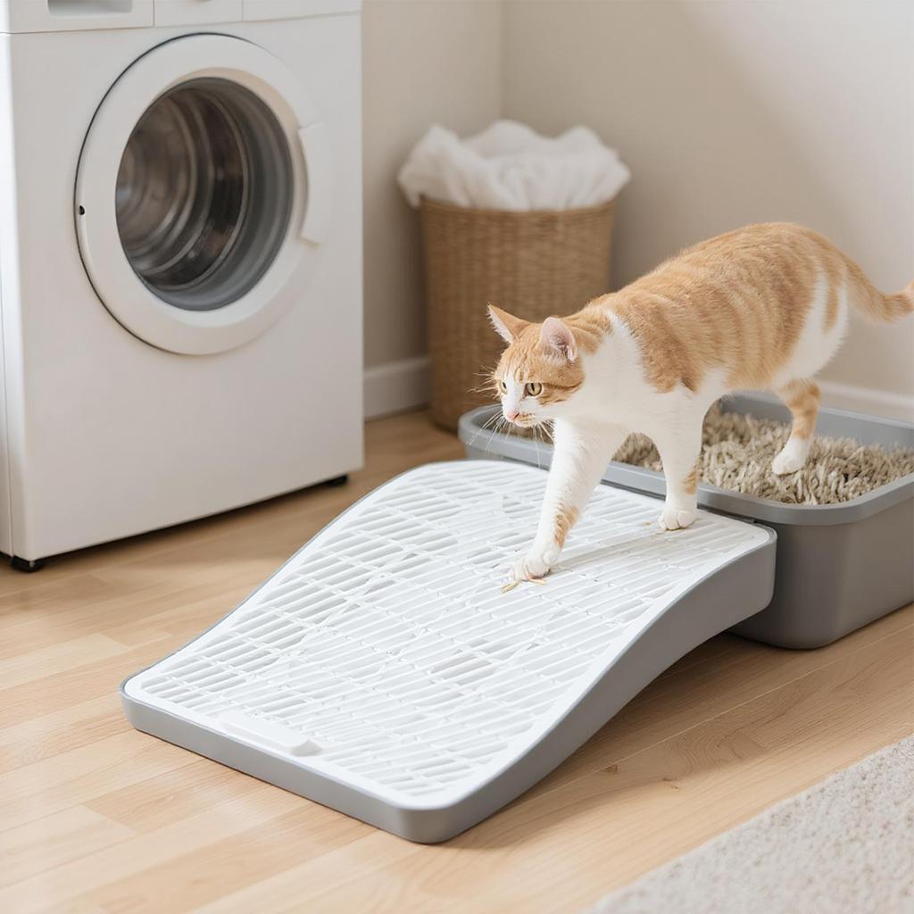 Cat Litter Box Step With Double-layer Filter And A Ramp Adjustable Pet Kitten Waste Collection Stairs Litter Catching Ramp