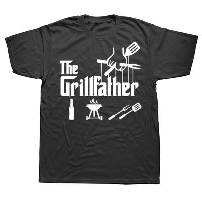 The Grillfather Αστείο T-shirt BBQ Κρέας Ψησταριά Μαγείρεμα Αστείο Μπλουζάκι Δώρα για Μπαμπά Παππού Άνδρες Καλοκαιρινό Στυλ Streetwear T-shirt Άνδρες