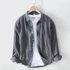 Men's Summer Thin Linen Shirt Casual Long Sleeve Top Youthful Japanese Style Cotton Linen Cardigan Shirt