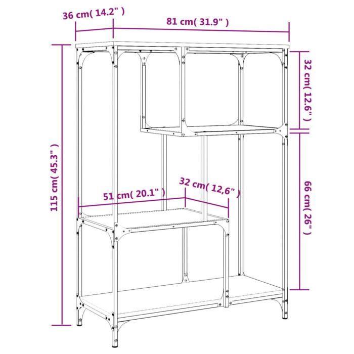 VidaXL Bookcase Sonoma Oak 81x36x115 Cm Engineered Wood and Steel 835405