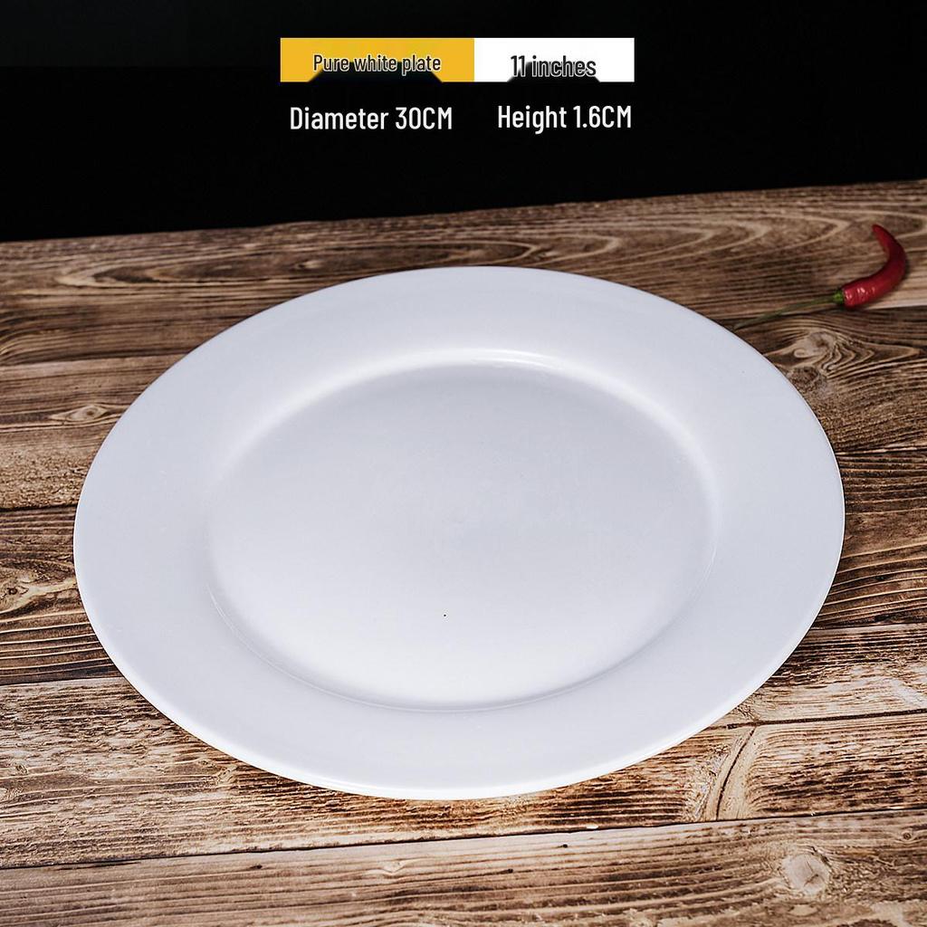 Steak Ceramic White Round Western Bone Plate - Shallow, Flat Tableware Dish for Household Use