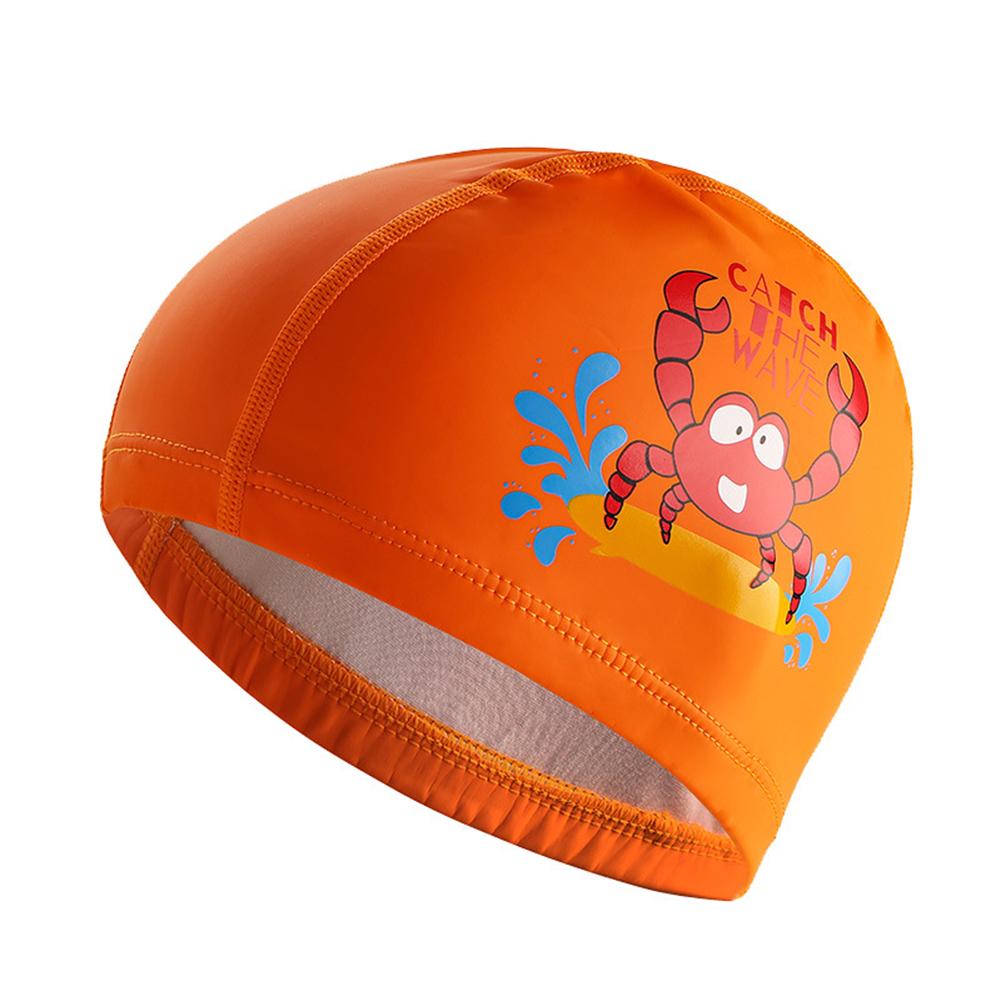 Children Cute Cartoon Swimming Hat Waterproof High Elasticity Ear Protection Swim Cap For Boys Girls orange crab One size fits all#1