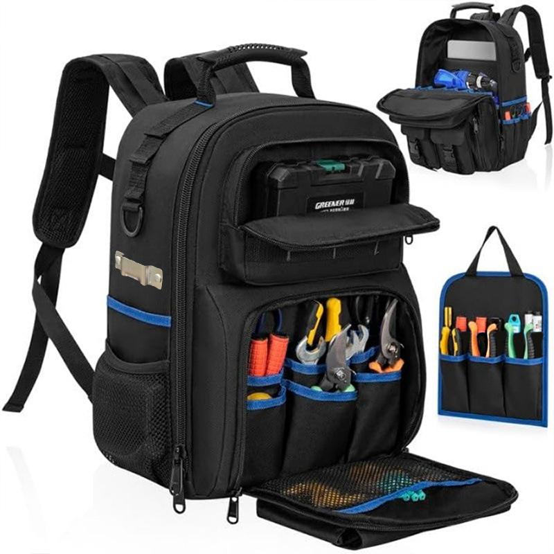 Heavy Duty Tool Backpack With Removable Tool Panel, Large Capacity Electrician Repair Storage Bag For Construction Technician