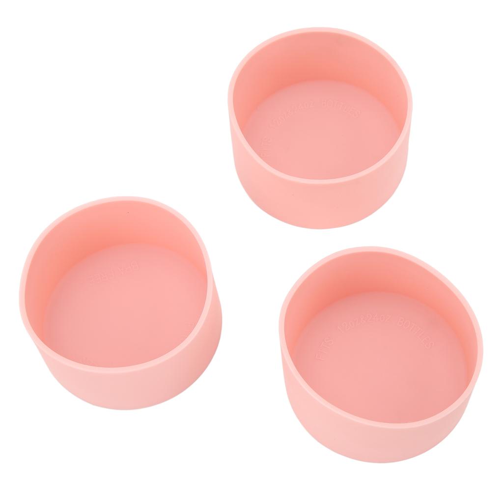 3pcs Protective Silicone Boot Slip Proof High Temperature Resistant Water Bottle Bottom Sleeve Pink