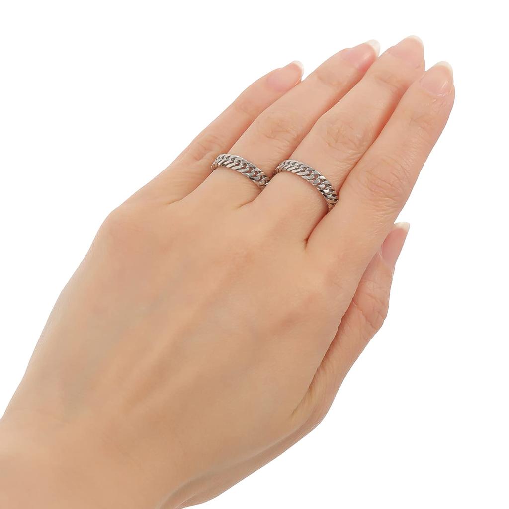Platinum Double Curb Made In Pt850 Inner Diameter [FAIRY CULLET] Ring, 6-Sided Chain, Thin, Japan, (Size 16, 18mm/Circumference 56mm)
