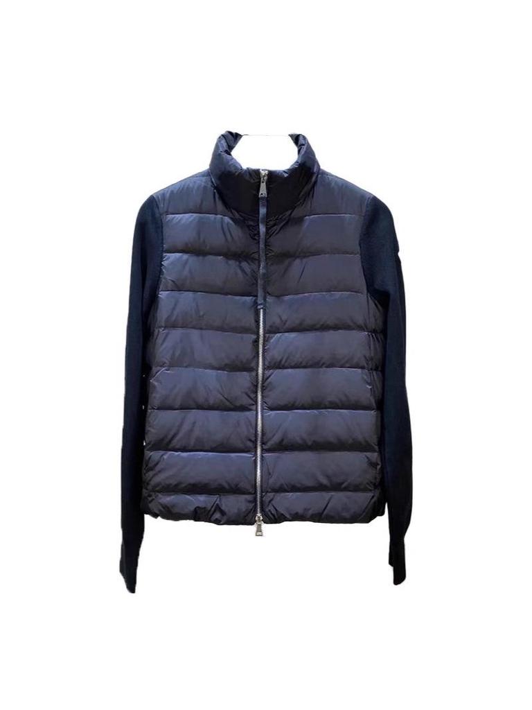 Na skladě: Dámská péřová bunda 2025 se stojáčkem, patchworkovými vlněnými úpletovými rukávy, žebrovaná, lehká, ležérní svrchní oblečení pro podzim/zimu