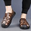 Fashion Summer New Cow Leather Sandals for Men Solid Color Outwear Breathable Beach Slipper Shoes Man Fashion Casual Anti-slip Sandals
