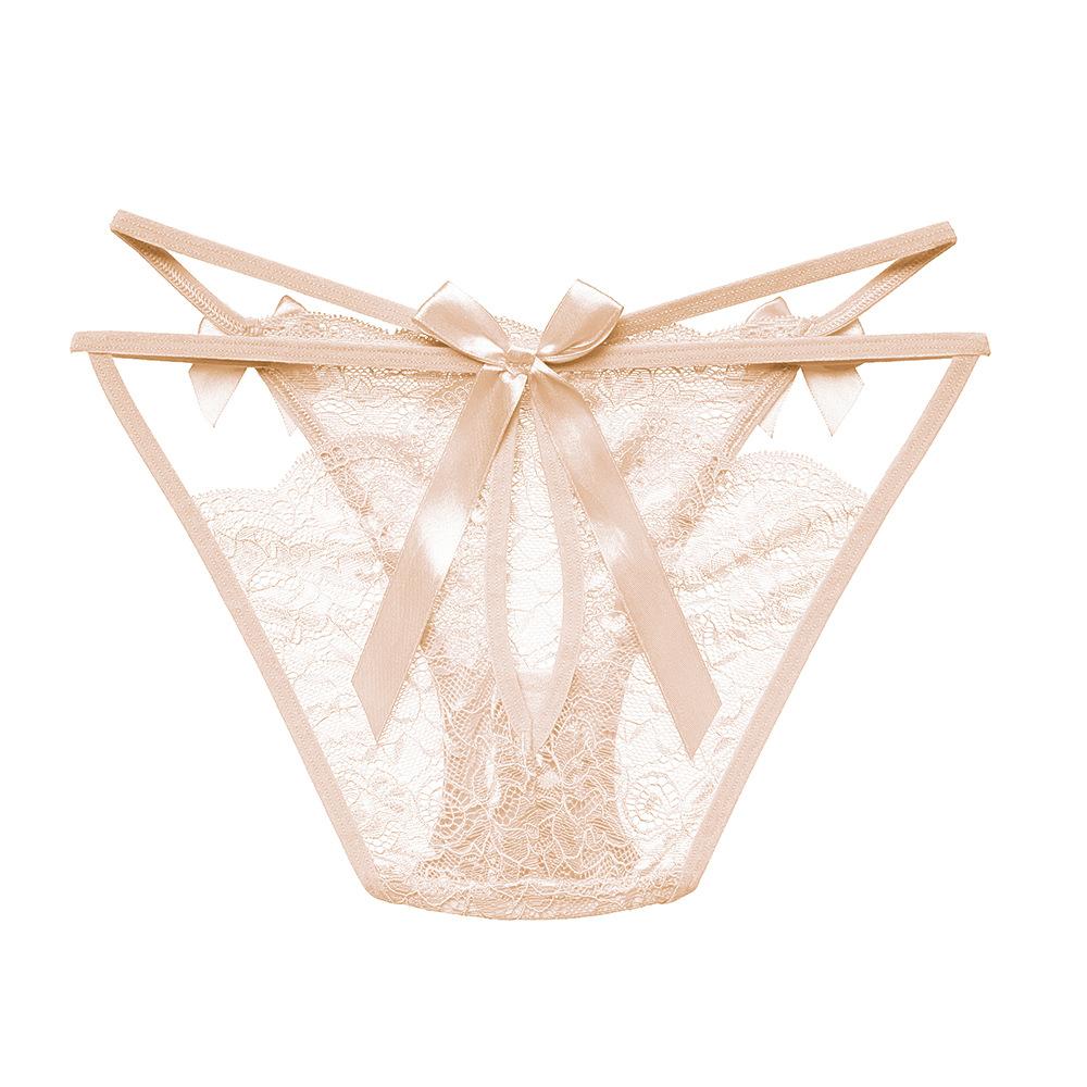 Sexy Lace Pure Lust Seduction Women's Briefs Mood Hollow Bow Mid-waist Comfortable Cotton Crotch Girl Panties