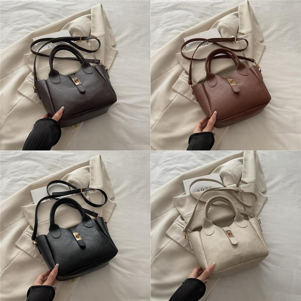 Womens Pu Water Bucket Bag With Lock Closure For Daily Use