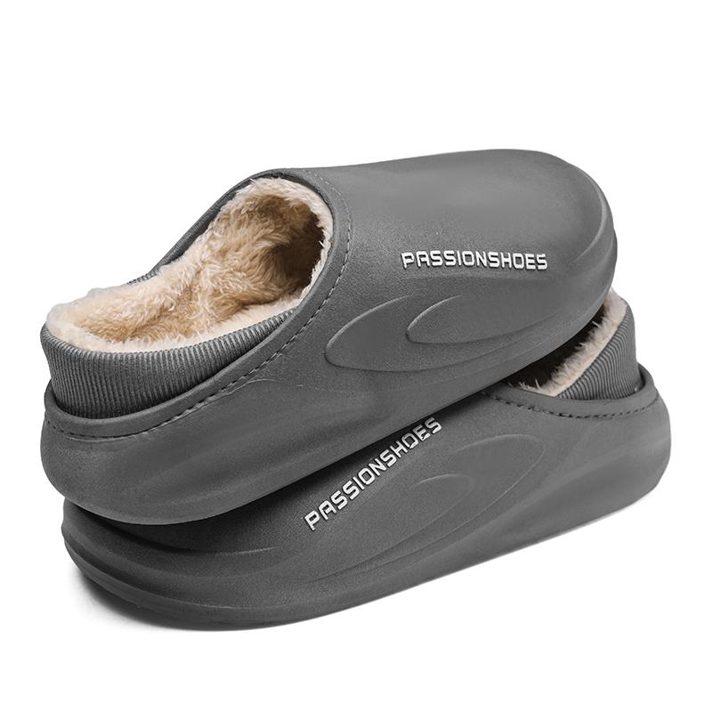 

New Winter Men Warm Shoes Home Cotton Shoes Outdoor Waterproof Couple Snow Shoes Women Casual Shoes Indoor Slipper Bedroom Shoes 44-45 сірий колір