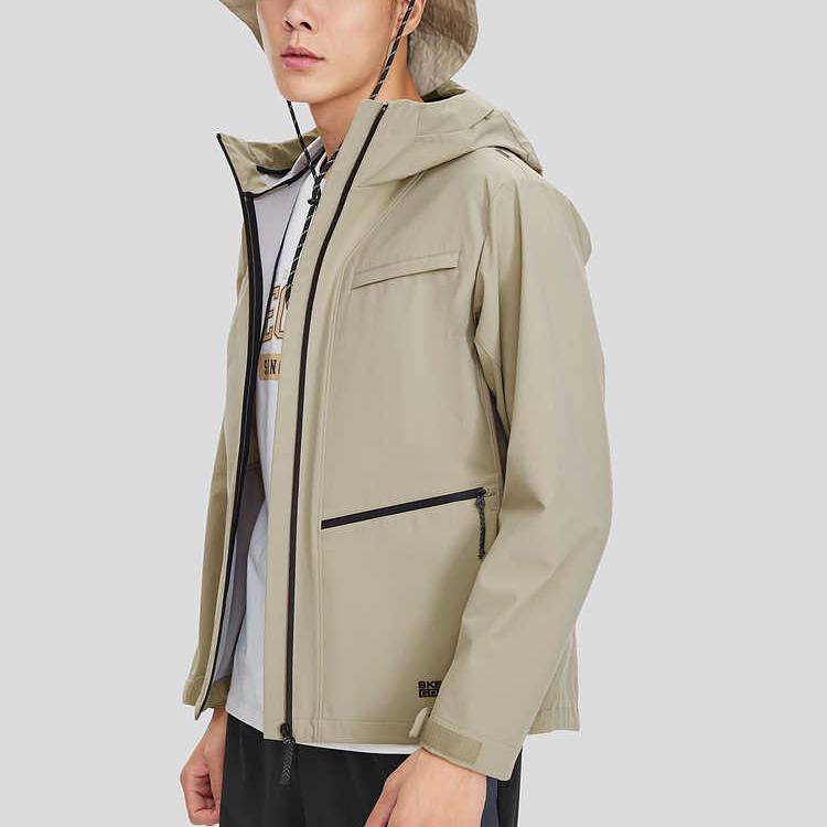 Skechers Outdoor Series Sports Hooded Comfortable Fashionable Versatile Long Sleeve Jacket Men jackets Cashew L124M049-01NC