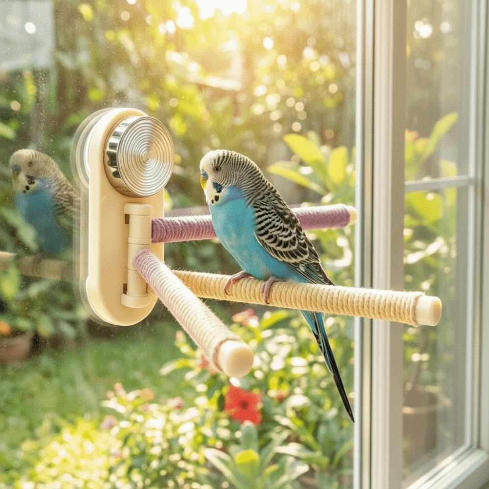 Anti Slip Bird Standing Perch Toy Suction Cup Reptile Climbing Rack Birdcage Accessory