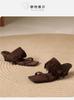 Retro ethnic style slippers for women in summer wearing 2025 new tassel vacation square toe fashion slippers