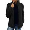 Autumn  Women Solid Fleece Jackets Casual Fashion Stand Collar Coat  Long Sleeve Zipper Outerwear  Clothes