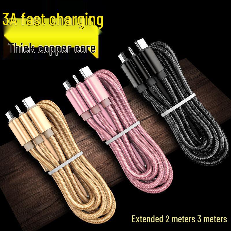 2.3m Multi-Functional Fast Charging Cable for Car - Three-in-One Android Charger.