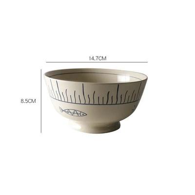 ZISIZ Retro Jingdezhen Ceramic Noodle Bowl Set