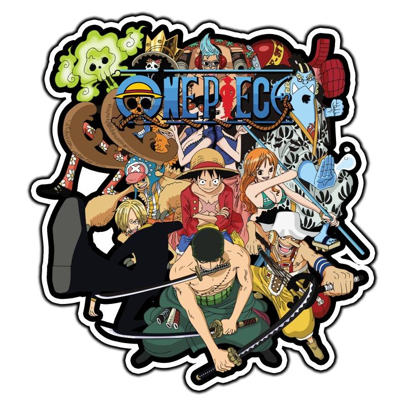 Car Stickers Customizable Waterproof Easy Install No Residue Anime Pirate Theme Straw Hat Flag Vinyl for Car Laptop Multi Sizes