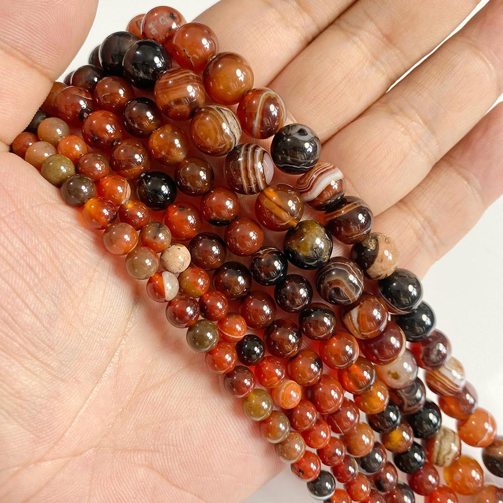 6 8 10 MM  Matte Natural Stone Beads Polished Blue Stripes Agates Stone Beads Diy Spacer Loose Beads for Jewelry Making Bracelet