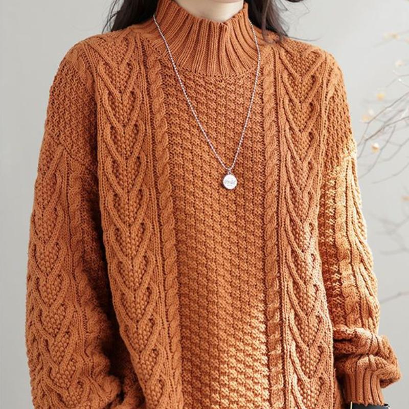 

Женский свитер осень-зима свитер блузка свободный полувысокий воротник жареное тесто переплетения внутри и снаружи одежда нижняя часть рубашка 3XL коричневый