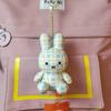 Vintage Plaid Miffy Bunny Plush Keychain Soft Fluffy Cartoon Rabbit Keyring Portable Nijntje Handbag Backpack Pendant Girly Gift