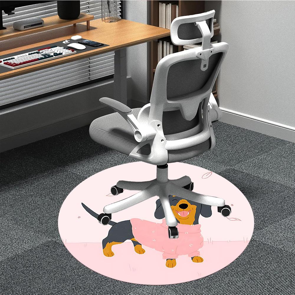 

1pc Dachshund Office Round Rug, Non-slip, Soft and Durable Office Rug for Interior Decoration, Perfect for Office, Beautiful Decoration yy260324082 80cm by 80cm