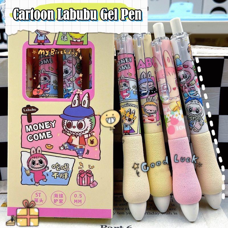 4 Stück Cartoon Labubu Gelstift Niedlich Kawaii Weicher Griff Druckkugelschreiber Schulsachen Schreibwerkzeuge Schüler Schreibwaren Geschenke