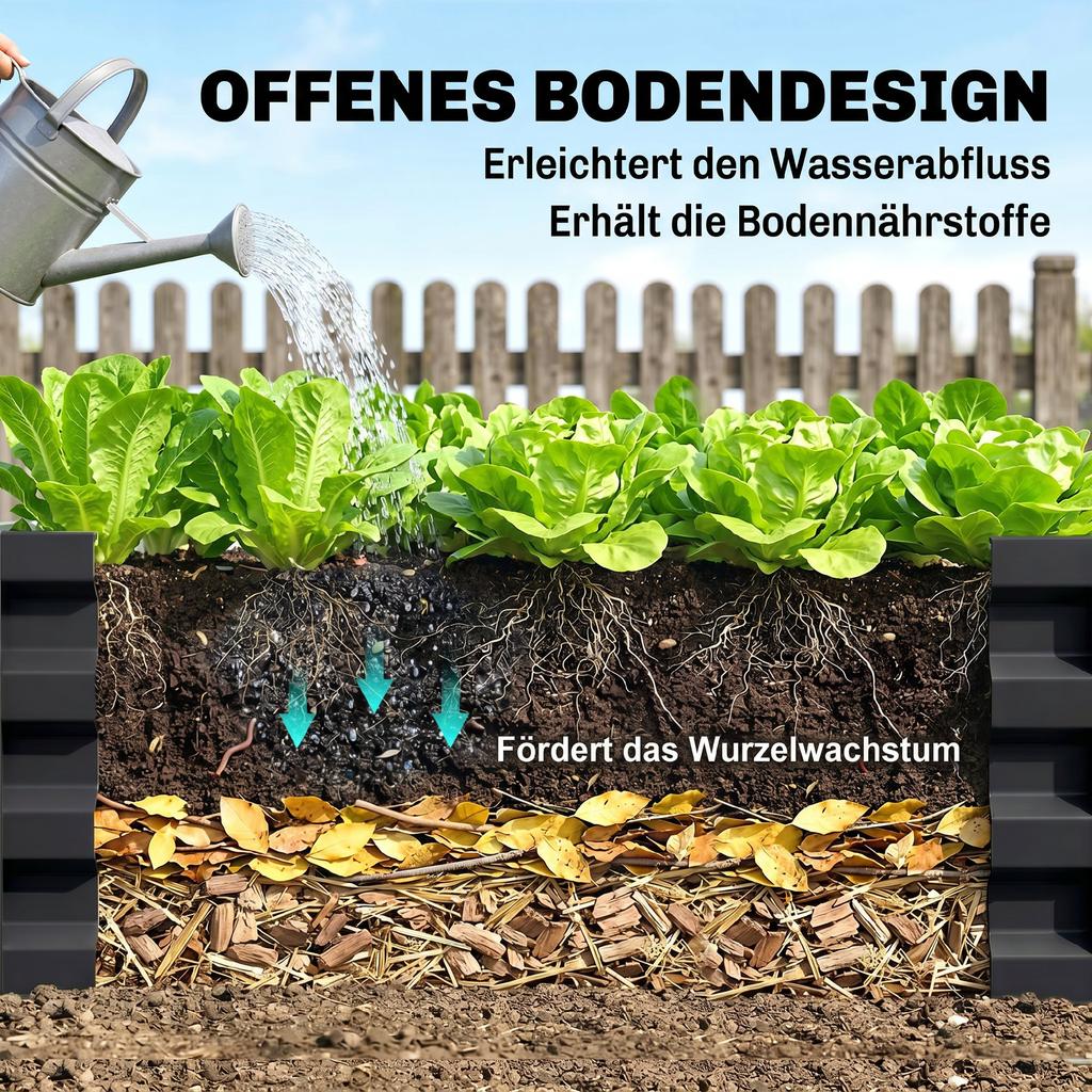 Garden Bed, Planter Box with Steel Housing, Grey, 120 X 120 X 30 Cm