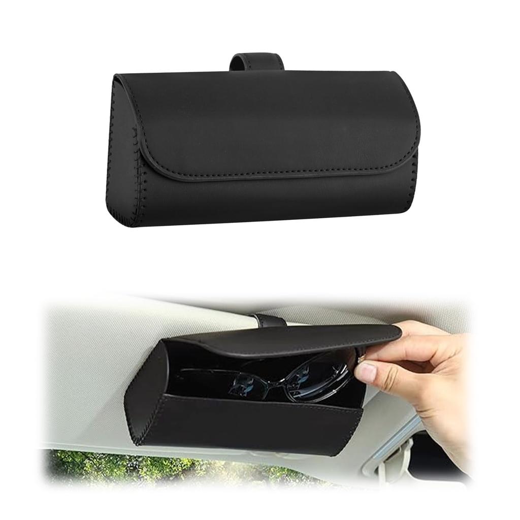 kasanidika Car Sunglasses Horizontal Eyeglasses Car PU Sun Visor Storage Easy Car Glasses Compatible with Most Car Black Holder, Case, Accessories,