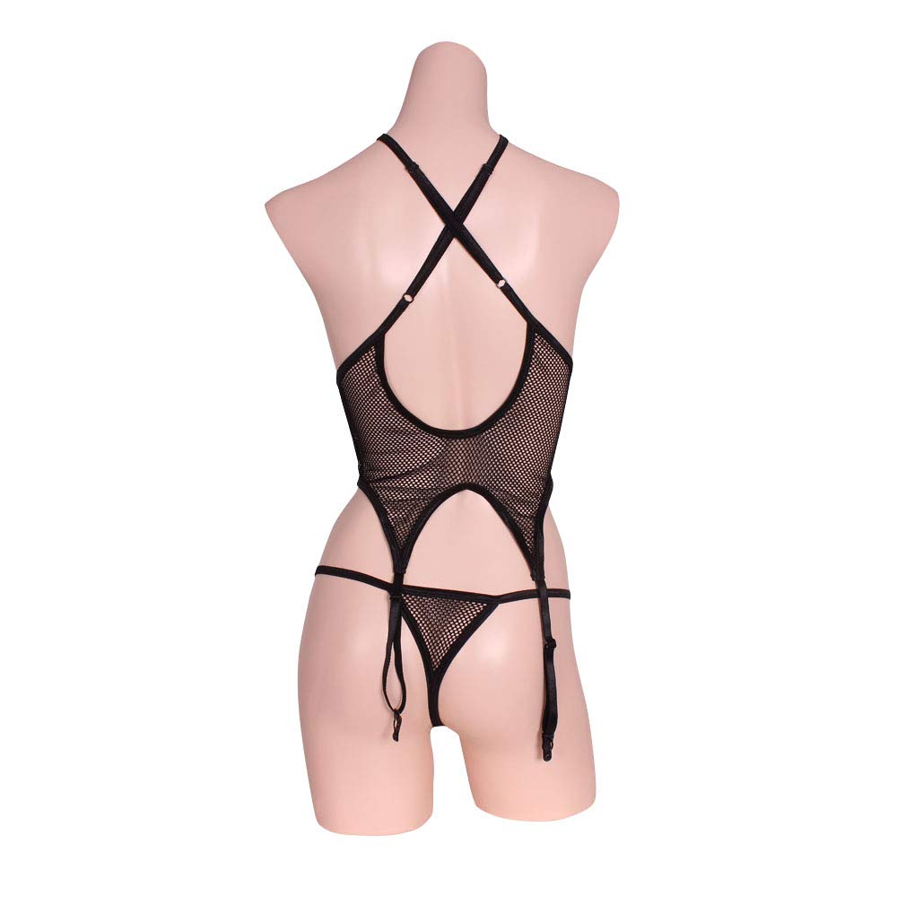 Diacut open bustier open shorts black &